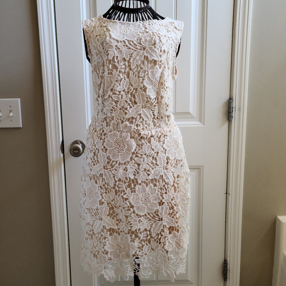 LOFT Flower White Dress